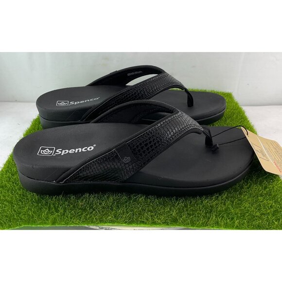New Spenco Womens Shoreline Snake Sandals Size 6.5B Black Flip Flops Orthotic Su - Picture 8 of 10